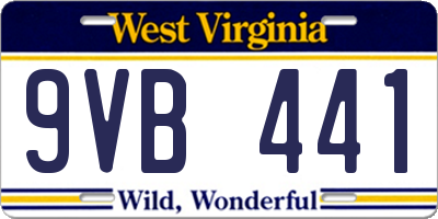 WV license plate 9VB441