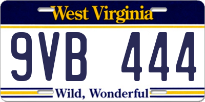 WV license plate 9VB444