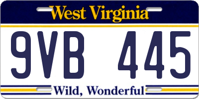 WV license plate 9VB445