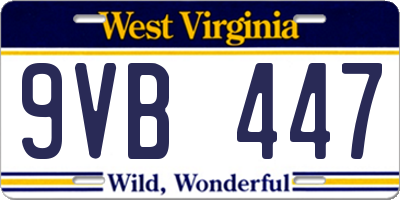 WV license plate 9VB447