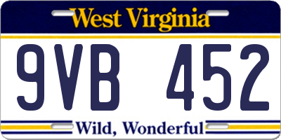 WV license plate 9VB452