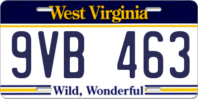 WV license plate 9VB463