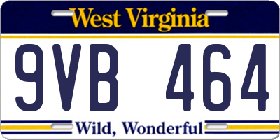 WV license plate 9VB464