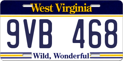 WV license plate 9VB468