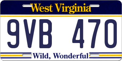 WV license plate 9VB470