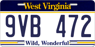 WV license plate 9VB472