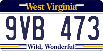 WV license plate 9VB473