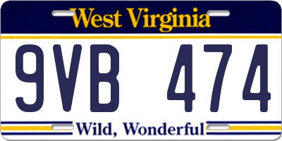 WV license plate 9VB474