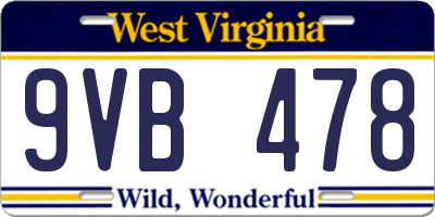 WV license plate 9VB478