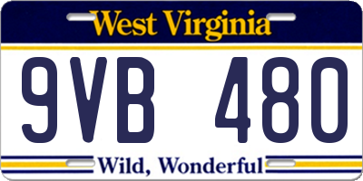 WV license plate 9VB480