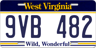 WV license plate 9VB482