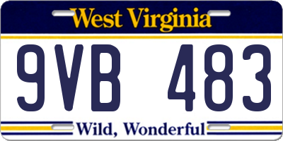 WV license plate 9VB483
