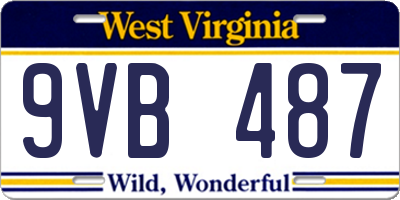 WV license plate 9VB487