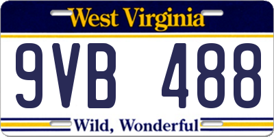 WV license plate 9VB488