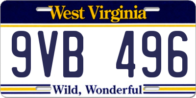 WV license plate 9VB496