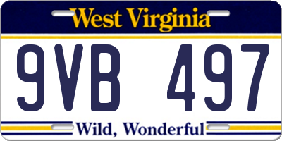 WV license plate 9VB497