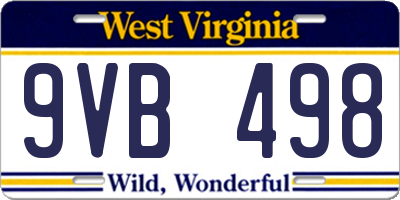 WV license plate 9VB498