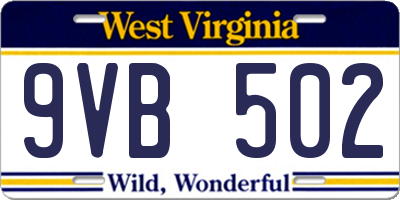 WV license plate 9VB502