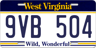 WV license plate 9VB504