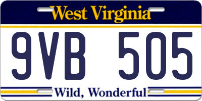 WV license plate 9VB505