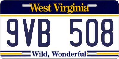 WV license plate 9VB508