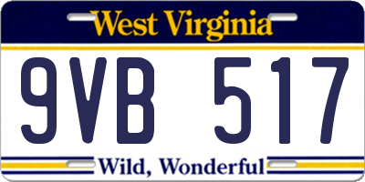 WV license plate 9VB517