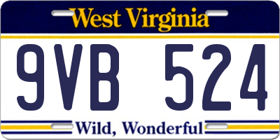 WV license plate 9VB524