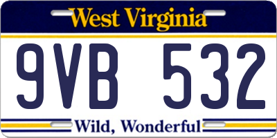 WV license plate 9VB532