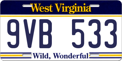 WV license plate 9VB533