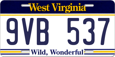 WV license plate 9VB537