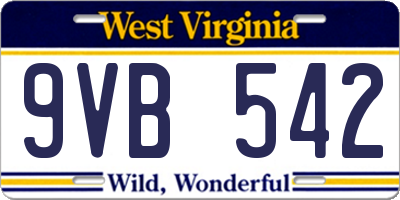 WV license plate 9VB542