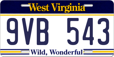 WV license plate 9VB543