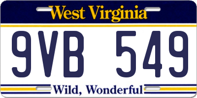 WV license plate 9VB549