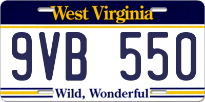 WV license plate 9VB550