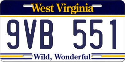WV license plate 9VB551