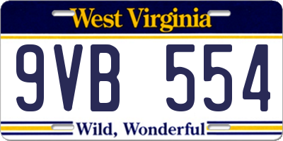 WV license plate 9VB554