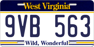 WV license plate 9VB563