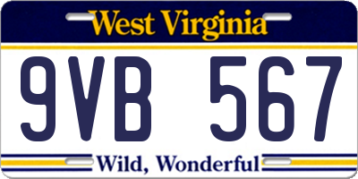 WV license plate 9VB567