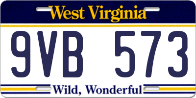 WV license plate 9VB573