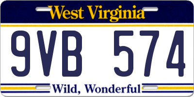 WV license plate 9VB574