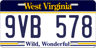 WV license plate 9VB578