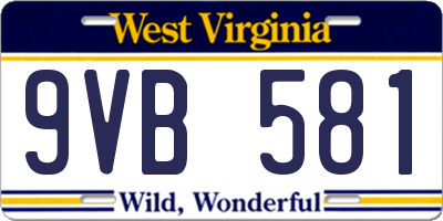 WV license plate 9VB581