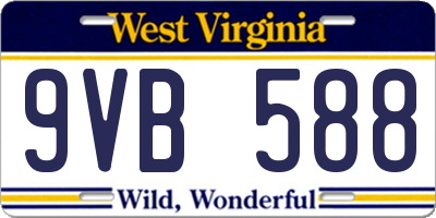WV license plate 9VB588