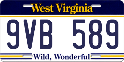 WV license plate 9VB589
