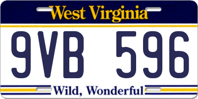 WV license plate 9VB596