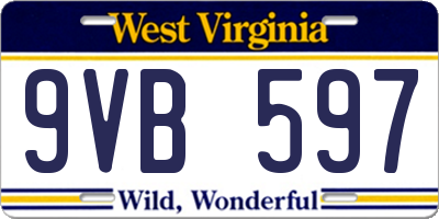 WV license plate 9VB597