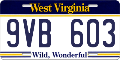 WV license plate 9VB603