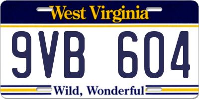 WV license plate 9VB604