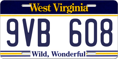 WV license plate 9VB608
