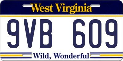 WV license plate 9VB609